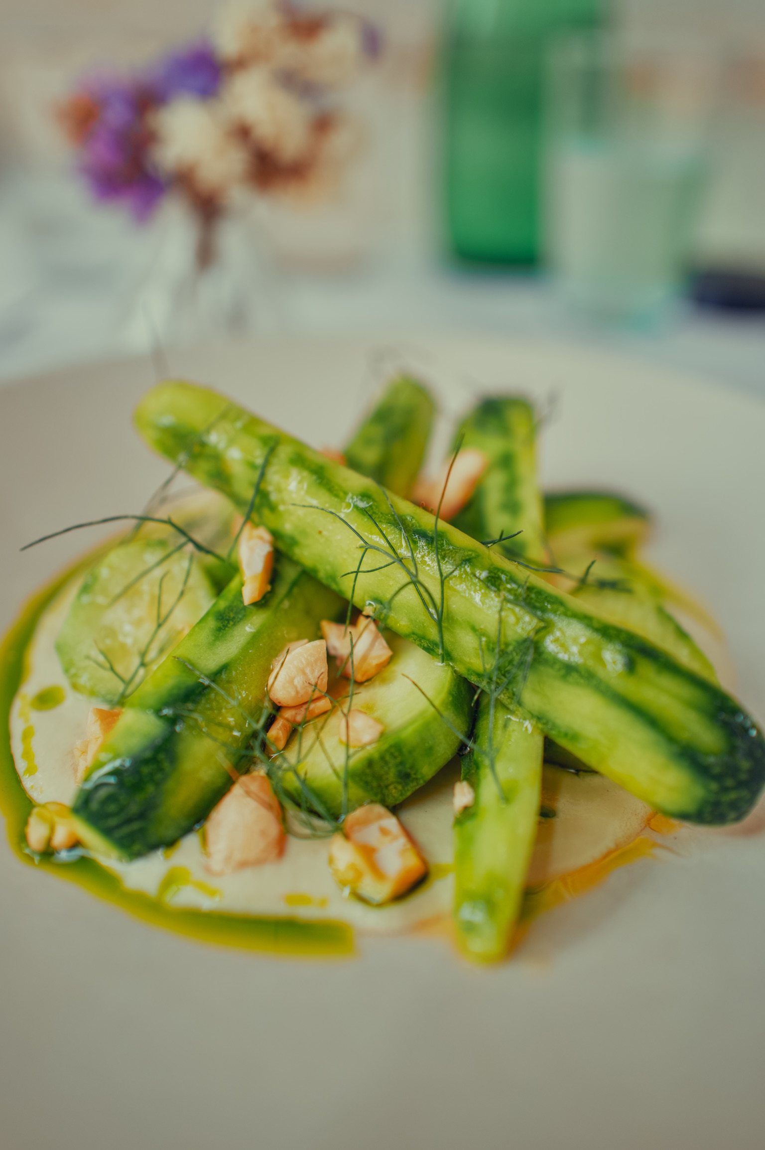 Cucumber, cashew, dill at Turvo Lisboa Restaurant